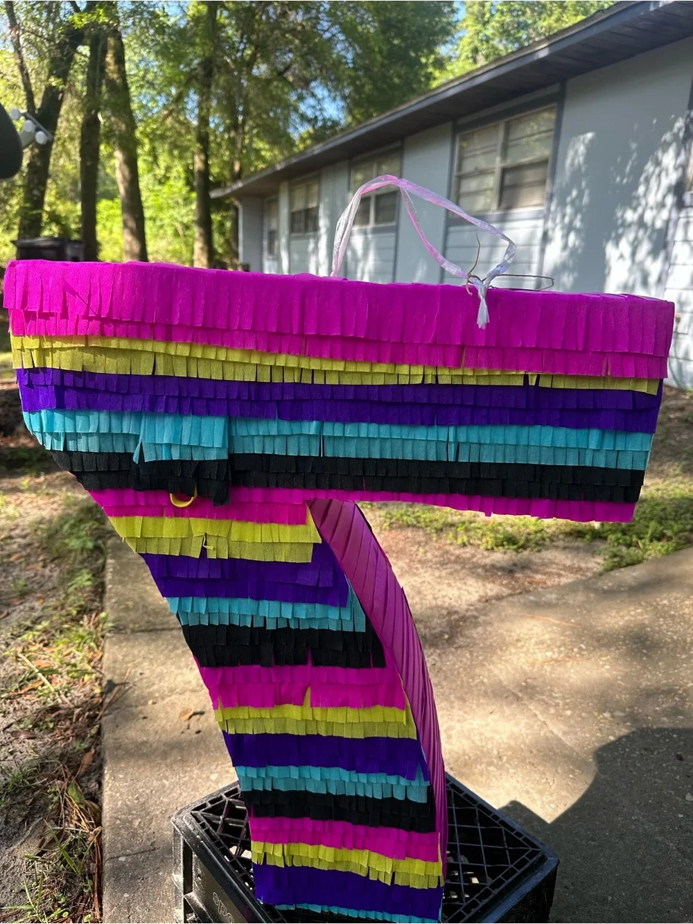 Number 7 Party Piñata in Bright Rainbow